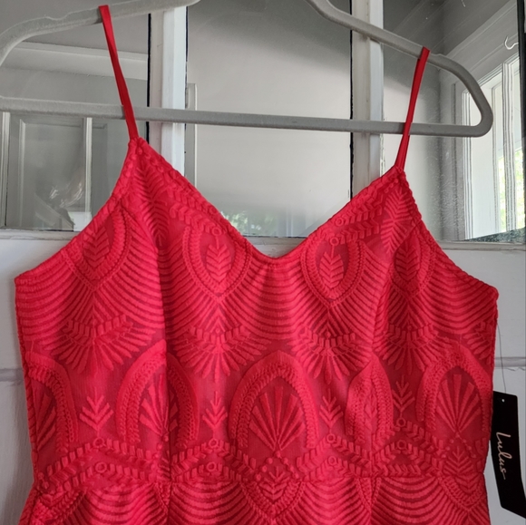 Lulu's Shura Red Embroidered Sleeveless Dress, Sz M - Picture 3 of 14